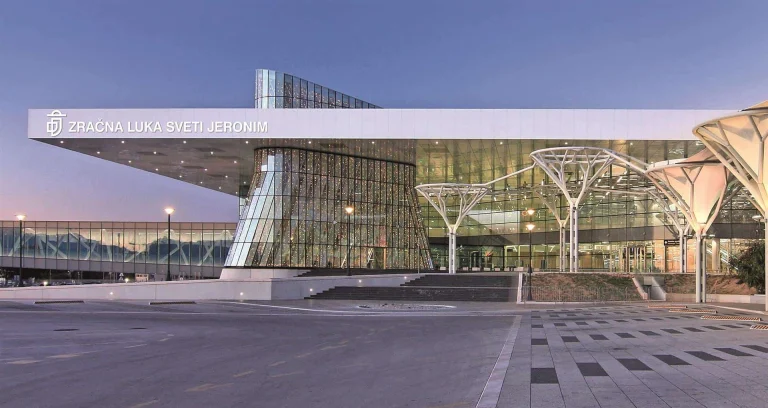 Split Airport (SPU) at dusk in summertime