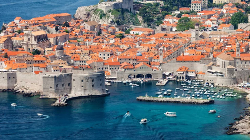 A scenic closeup shot of Old Port of Dubrovnik on a sunny summer day