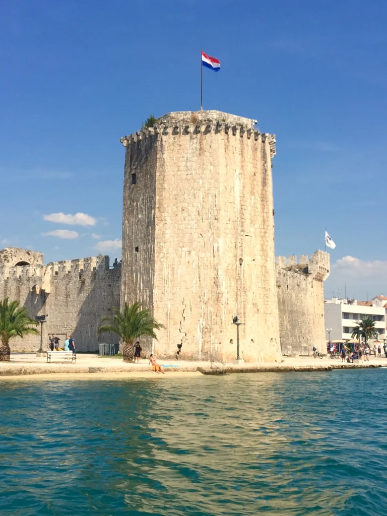 Vertical shot of Castle Kamerlengo in Trogir, Croatia, on a sunny day.